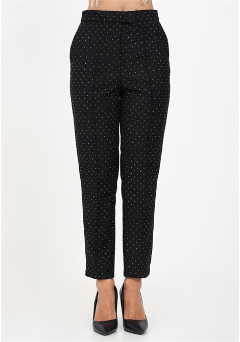 Elegant black trousers for women covered in glitter SIMONA CORSELLINI | A23CEPA027-02-TTEL00060003